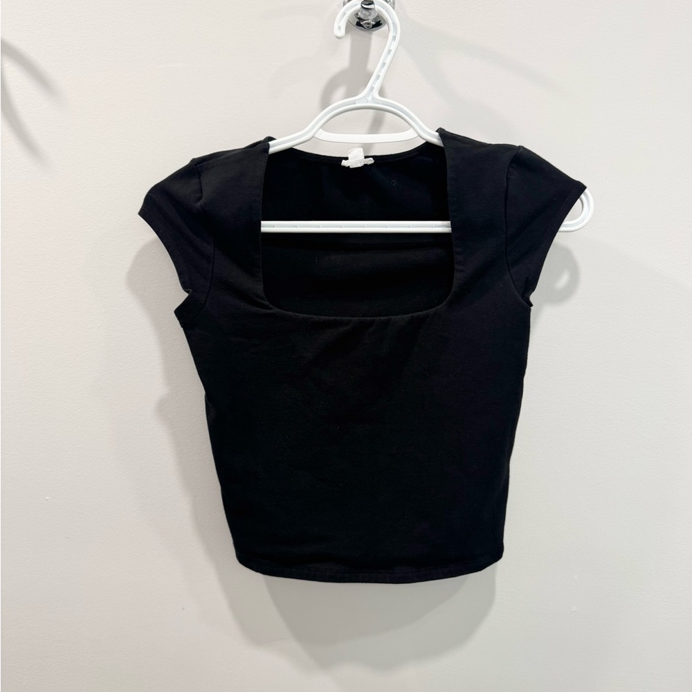 Garage Black Square Neck T-shirt